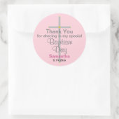 ピンクバプティスドーターシルバークロスありがとう ラウンドシール (バッグ)