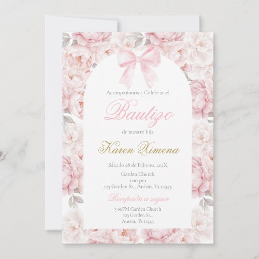 ピンクバプテスマスペインのス 招待状 (正面)