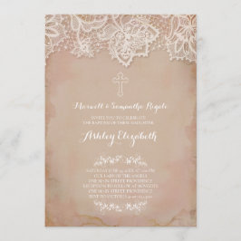 ピンクバプテスマ招待状、ベビーガール 招待状