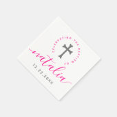 ピンクバプテスマ《キリスト教》洗礼式や命名式命名十字架 スタンダードカクテルナプキン (角)