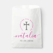ピンクバプテスマ《キリスト教》洗礼式や命名式命名十字架 フェイバーバッグ (正面)