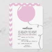 ピンクバポップ・アートのルーンガールベビーシャワー招待状 招待状 (正面/裏面)