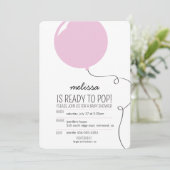 ピンクバポップ・アートのルーンガールベビーシャワー招待状 招待状 (スタンド正面)