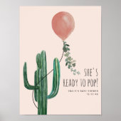 ピンクバポップ・アートのルーンサボテンの女の子の赤ちゃんシャワー準備 ポスター (正面)
