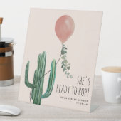 ピンクバポップ・アートのルーンサボテンの女の子の赤ちゃんシャワー準備 台座サイン (インサイチュ)