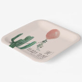 ピンクバポップ・アートのルーンサボテン女の子ベビーシャワー準備 ペーパープレート (傾斜あり)