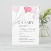 ピンクバポップ・アートのルーンベビーシャワー招待状 招待状 (スタンド正面)