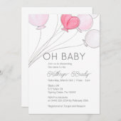 ピンクバポップ・アートのルーンベビーシャワー招待状 招待状 (正面/裏面)