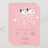 ピンクバモダンニースリッパースランバーパーティースリープバー 招待状 (正面/裏面)