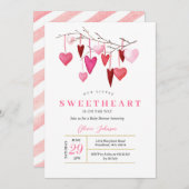 ピンクバモダンルーンバレンタイン赤ちゃんシャワー招待状 招待状 (正面/裏面)