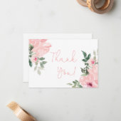 ピンクバラの感謝していフローラ君 ノートカード (正面/裏面インサイチュ)
