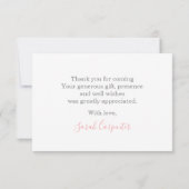 ピンクバラの感謝していフローラ君 ノートカード (裏面)