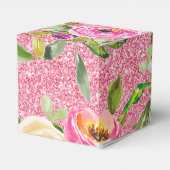 ピンクバラの水色グリッター パーソナライズされた フェイバーボックス (裏面サイド)