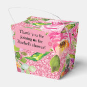 ピンクバラの水色グリッター パーソナライズされた フェイバーボックス (裏面サイド)