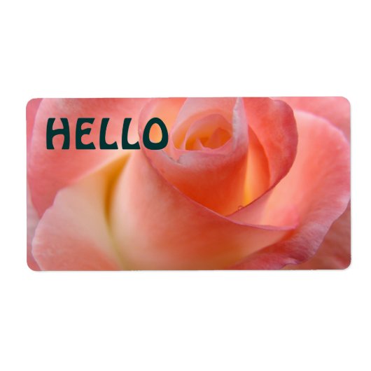 ピンクバラの花のラベル 名前タグ HELLO ラベル (正面)