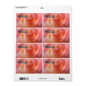 ピンクバラの花のラベル 名前タグ HELLO ラベル (フルシート)