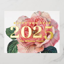 ピンクバラヴィンテージ＋フラワー＋ハッピーニューイヤー2027ゴールド