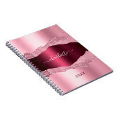 ピンクバラ色のアゲート大理石ネーム ノートブック (右側)