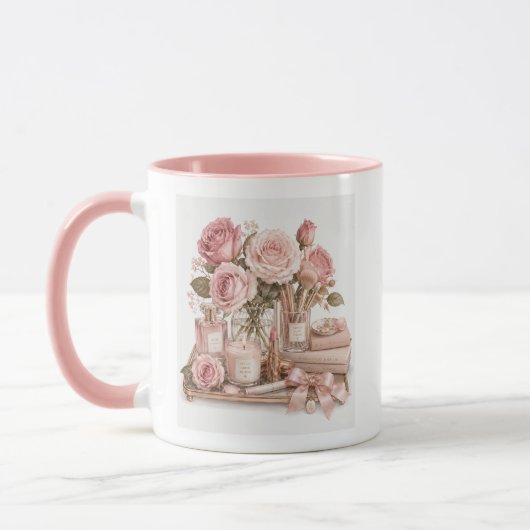ピンクバラ コーヒーマグ マグカップ (左)