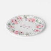 ピンクバルミツワーのエレガント水彩画の花柄 ペーパープレート (アングル)