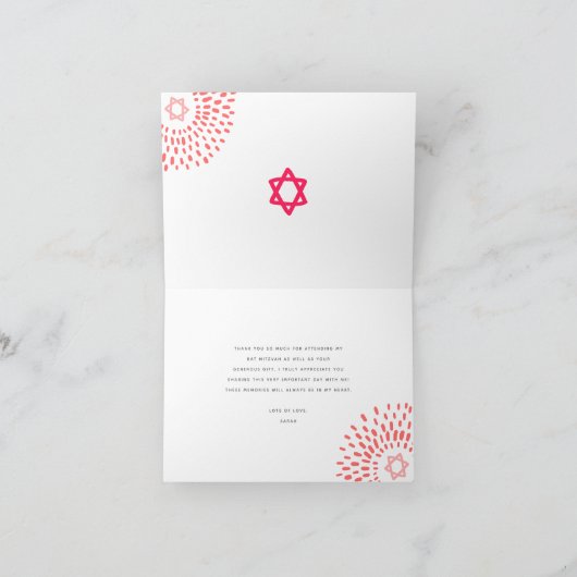 ピンクバルミツワースターバストはっきりしたタイプクールGroovy サンキューカード (内部)