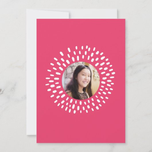 ピンクバルミツワーフォトはっきりしたスターバストクールGroovy 招待状 (裏面)