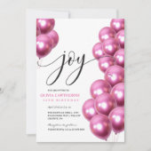 ピンクバルーズピンク16thジョイハッピーバースデー 招待状 (正面)
