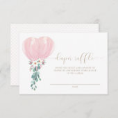 ピンクバルーンおむつラッフルチケットカード 招待状 (正面/裏面)