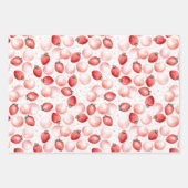 ピンクバルーンと赤イチゴ甘いベリー ラッピングペーパーシート (正面)