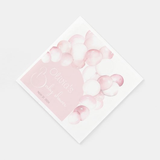 ピンクバルーンのアーチ赤ちゃんシャワーナプキン スタンダードランチョンナプキン (角)