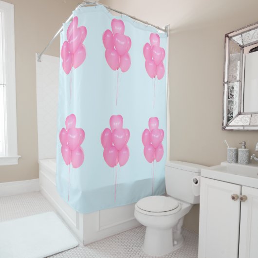 ピンクバルーンのシャワーカーテン シャワーカーテン (インサイチュ)