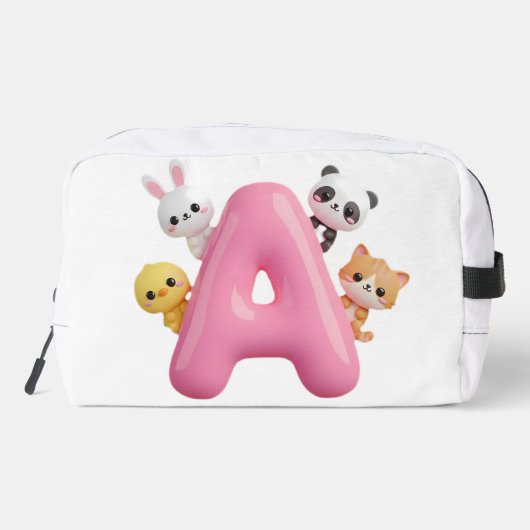 ピンクバルーンのレターAと森の動物たちDIYバッグ ドップキット (裏面)