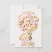ピンクバルーンを持つテディベア赤ちゃんシャワー サンキューカード (裏面)