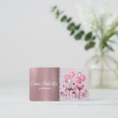 ピンクバルーンイベントパーティー誕生日計画 名刺 (スタンド正面)