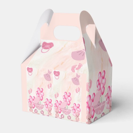 ピンクバルーンウサギ女の子の赤ちゃんシャワー フェイバーボックス (裏面サイド)