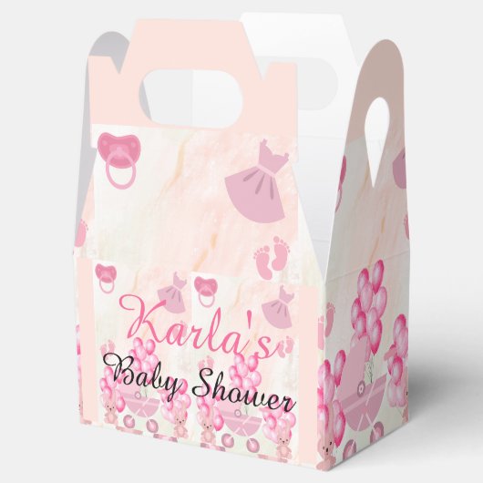 ピンクバルーンウサギ女の子の赤ちゃんシャワー フェイバーボックス (オープン)