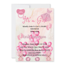 ピンクバルーンウサギ女の子の赤ちゃんシャワー