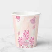 ピンクバルーンウサギ女の子の赤ちゃんシャワー 紙コップ (裏面)