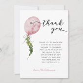 ピンクバルーンガーランド赤ちゃんシャワー サンキューカード (正面)