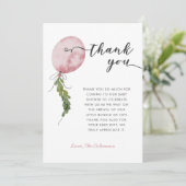 ピンクバルーンガーランド赤ちゃんシャワー サンキューカード (スタンド正面)