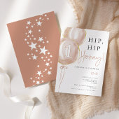 ピンクバルーンガールファースト誕生日 招待状