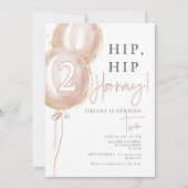 ピンクバルーンガール第2誕生日 招待状 (正面)