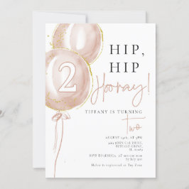 ピンクバルーンガール第2誕生日 招待状