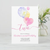 ピンクバルーンガール2nd誕生日2秒誕生日 招待状 (スタンド正面)
