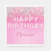 ピンクバルーングラデーション誕生日パーティー スタンダードランチョンナプキン (正面)
