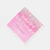 ピンクバルーングラデーション誕生日パーティー スタンダードランチョンナプキン (角)