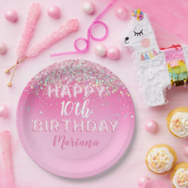 ピンクバルーングラデーション誕生日パーティー ペーパープレート