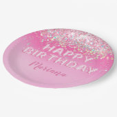 ピンクバルーングラデーション誕生日パーティー ペーパープレート (アングル)