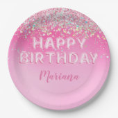ピンクバルーングラデーション誕生日パーティー ペーパープレート (正面)