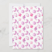 ピンクバルーングリッターフォトガールバースデーパーティー 招待状 (裏面)